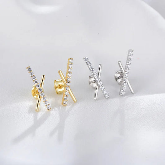 Fashionable X Sterling Silver Ear Stud