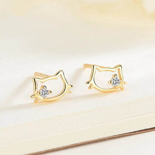 Small Cat Sterling Silver Earrings