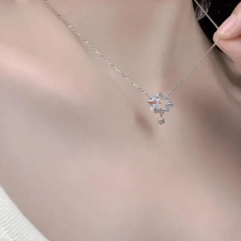 Zircon Star Necklace Sterling Silver 925