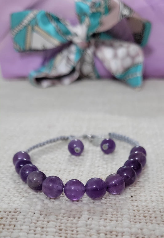 Amethyst handmade Natural stone bracelet