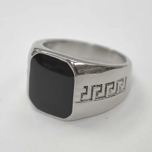 Black Stone Stainless Steel Ring