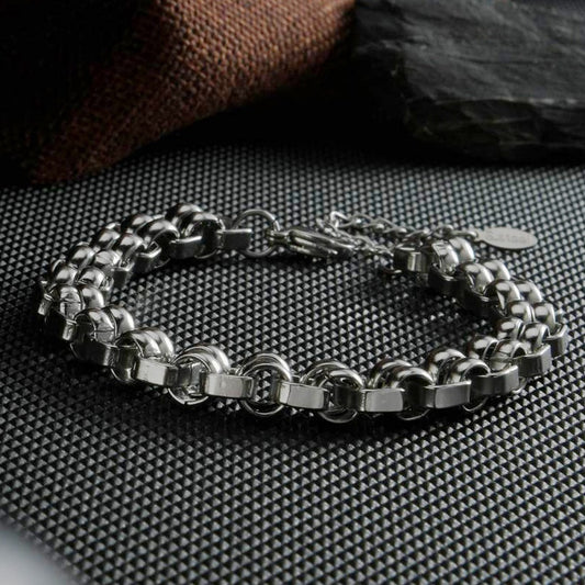 Stainless steel Double Ring Buckle Square Chain Bracelet for thin arm