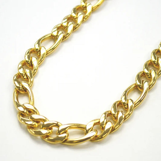 Gold IP Plate Figaro Men Chain 28"