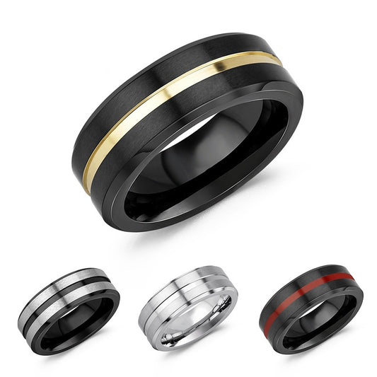 Men Stainless Steel Contrast Color  Ring