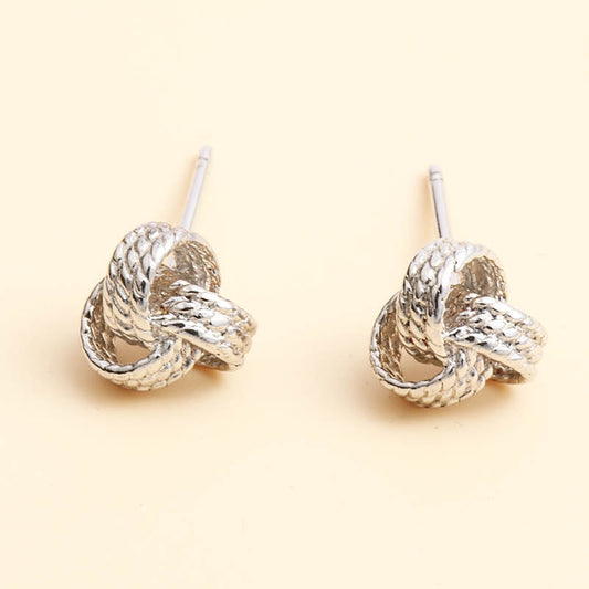 Braided Winding Triple Ring 925 Silver Stud Earrings