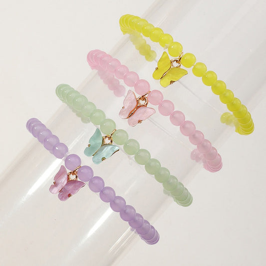 Girls Butterfly Pendants Plastic Bracelets Set