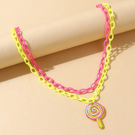 Rainbow lollipop necklace