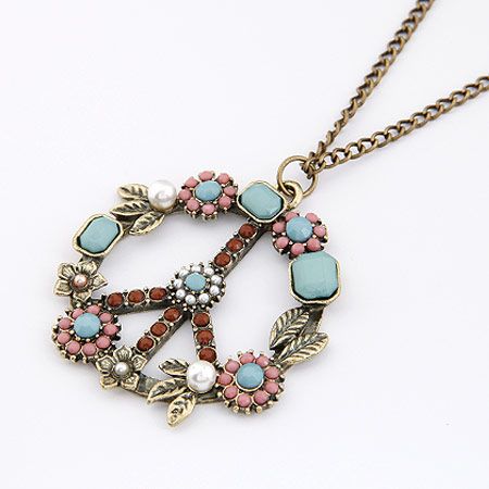 Long Retro Peace Tag necklace