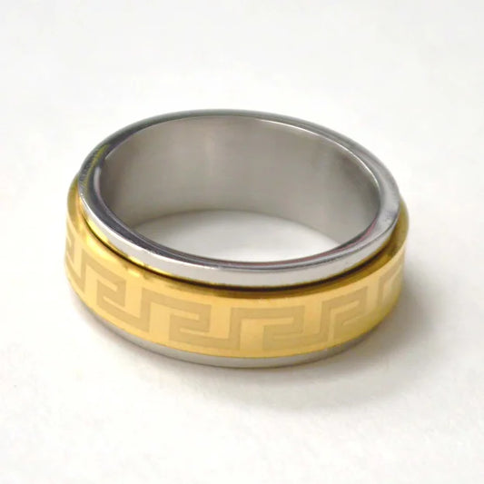 Spinner 2 Tone Gold Plated Greek Ring