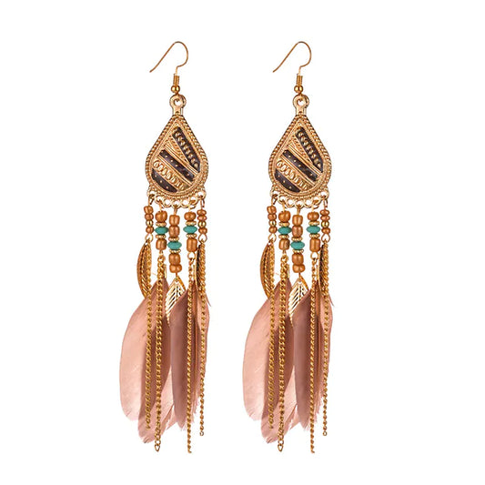 Brown Feathers dangle earrings