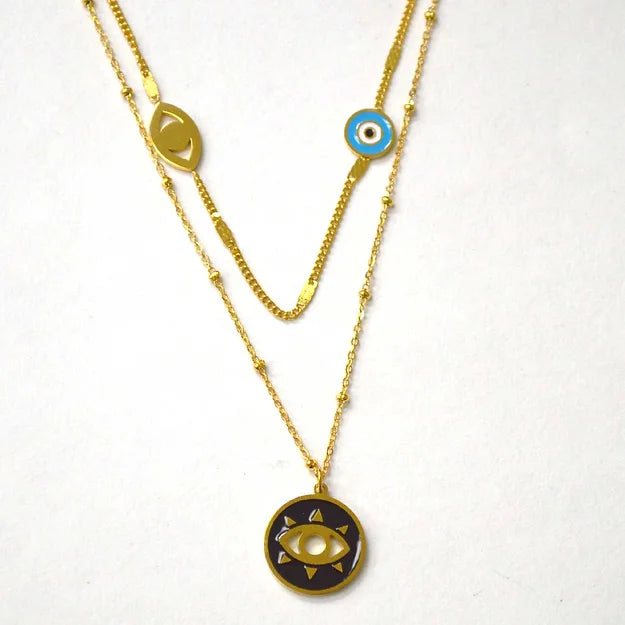 2 Layer Eye Gold Plated Necklace