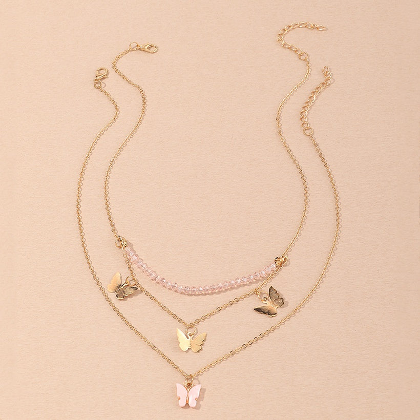 Alloy Small Butterfly Multilayer Necklace