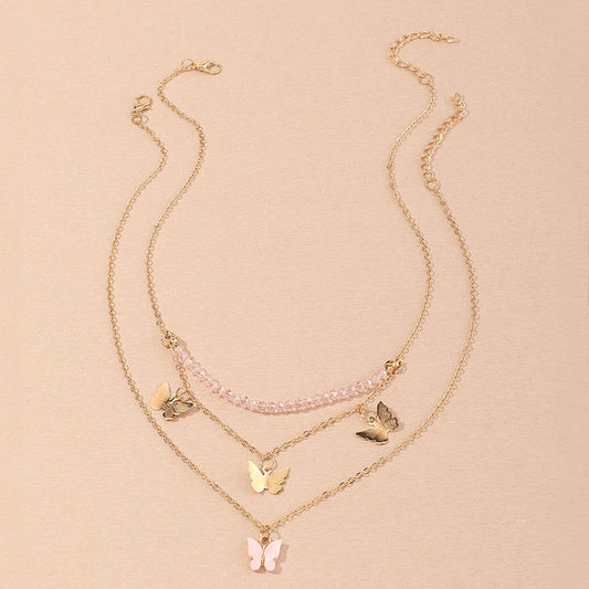 Alloy Small Butterfly Multilayer Necklace