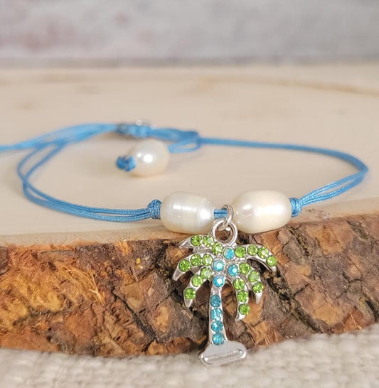 Palm and Fresh Water Pearls Handmade Bracelet