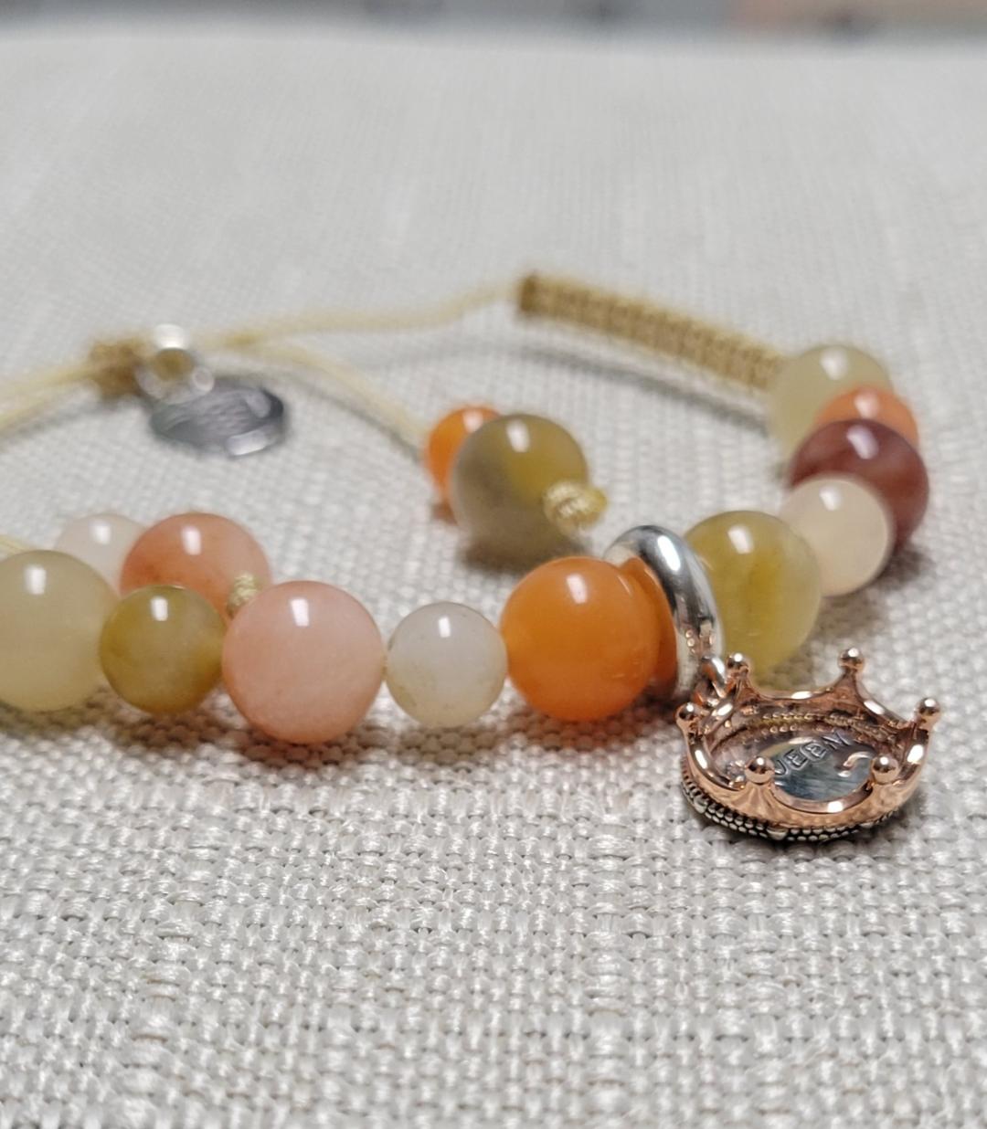 Imperial Jasper Natural Stone with Sterling Silver Charm Handmade Bracelet