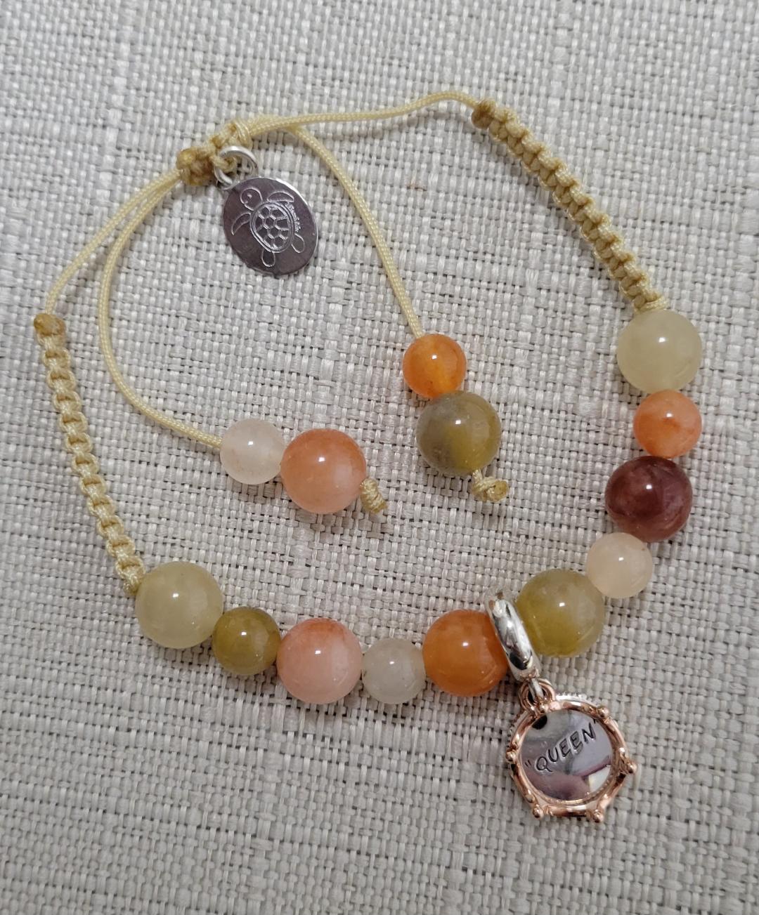 Imperial Jasper Natural Stone with Sterling Silver Charm Handmade Bracelet