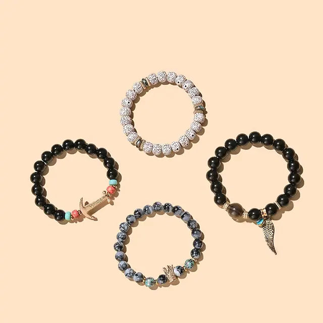 4pcs Women's Charm Bracelet Classic Vintage